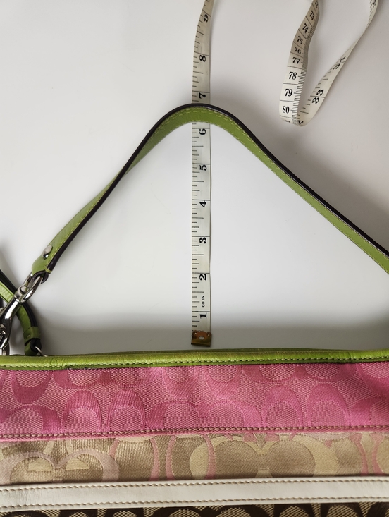 RARE Vtg Coach Mini Bleecker Pink Green Patchwork Bag F14725 + Flower Charm - Picture 14 of 16